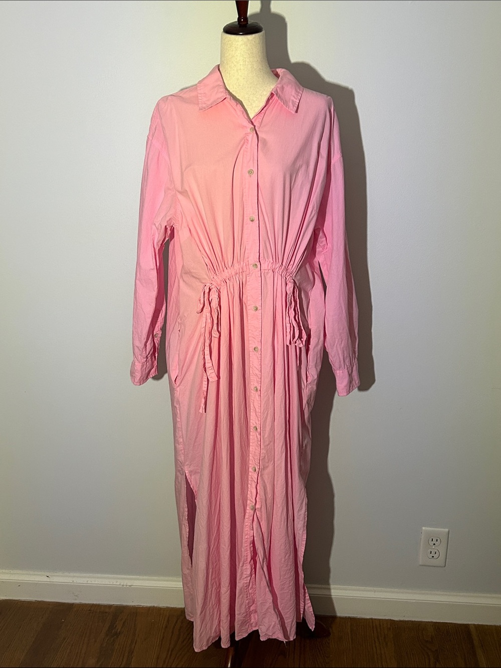 Universal Thread Pink Button-Front Drawstring Maxi Dress